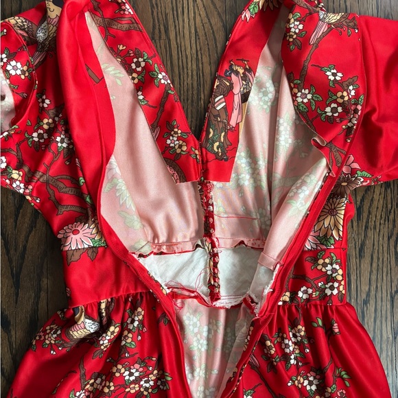 Vintage 1970s Leslie Fay Novelty Print Maxi Dress- Japanese Cherry Blossom - Picture 4 of 5